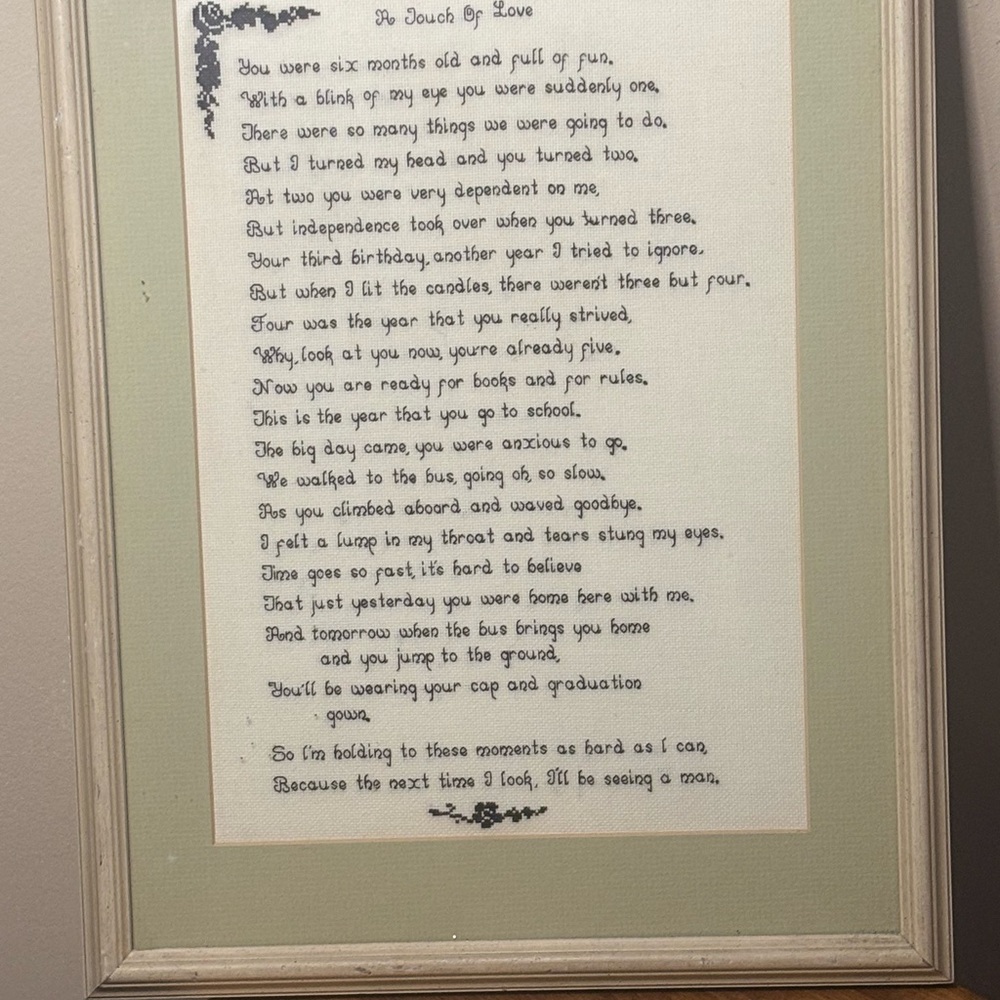 Cross-stitched wall art Handmade